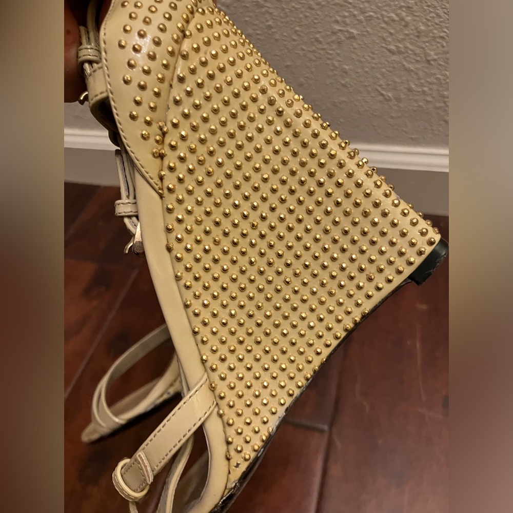 Burberry Nude Gold Rhinestone wedge heels shoes - Picture 3 of 11
